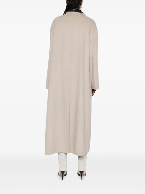 Nanushka contrast-collar button coat - Neutrals