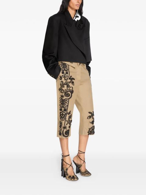 DRIES VAN NOTEN embroidered capri pants - Neutrals