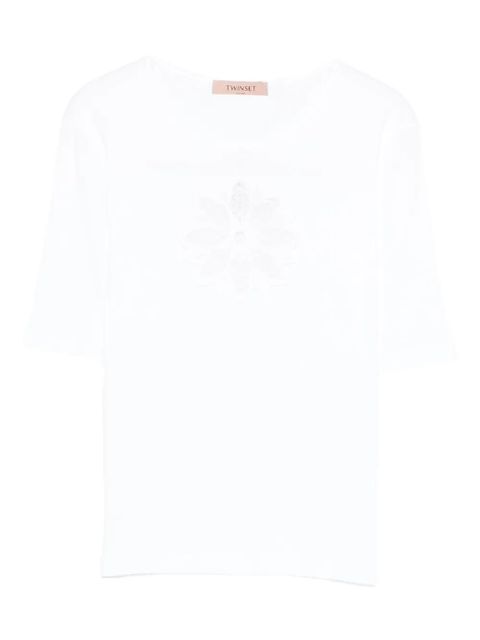 TWINSET floral-appliqué T-shirt - White - zdjęcie produktu nr 1