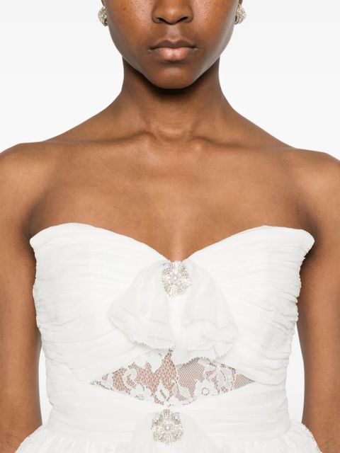 Self-Portrait strapless mini dress - White