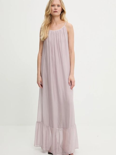 Answear.LAB sukienka z jedwabiem kolor fioletowy maxi rozkloszowana - zdjęcie produktu nr 1