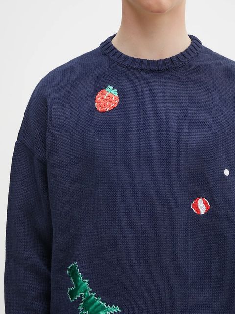 Fiorucci sweter z domieszką wełny Multipatch Dinosaur kolor granatowy ciepły M02SPKSW255KN01BL05