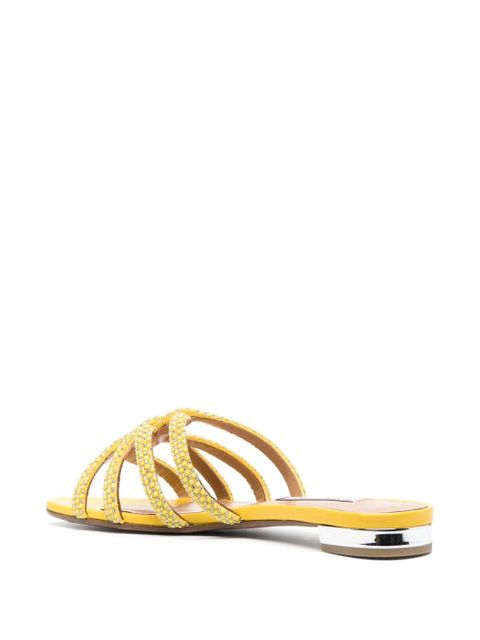 Aquazzura crystal-embellished flat sandals - Yellow - zdjęcie produktu nr 2