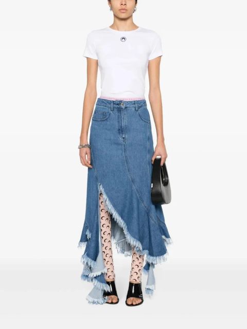 Marine Serre Crescent Moon-embroidery T-shirt - White