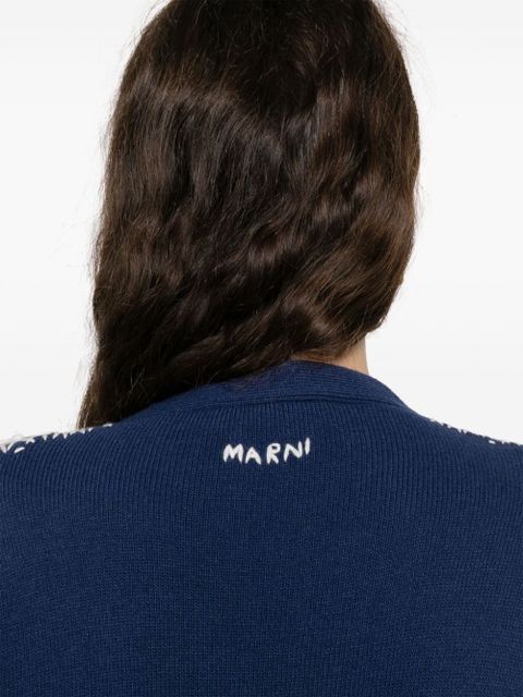 Marni whipstitch-trim cardigan - Blue