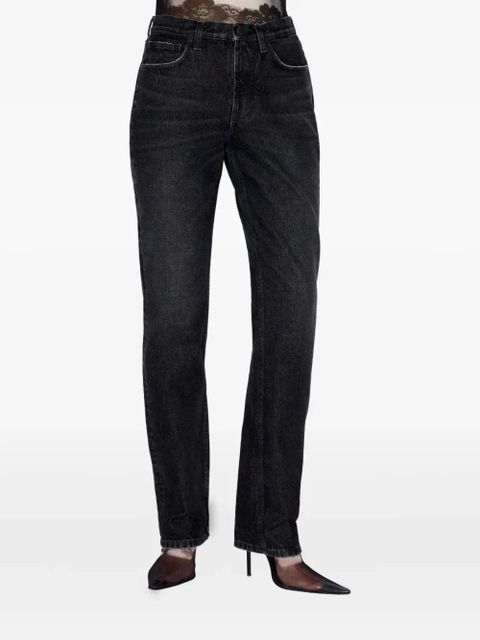 Jean Paul Gaultier logo-patch high-waist straight-leg jeans - Black - zdjęcie produktu nr 1