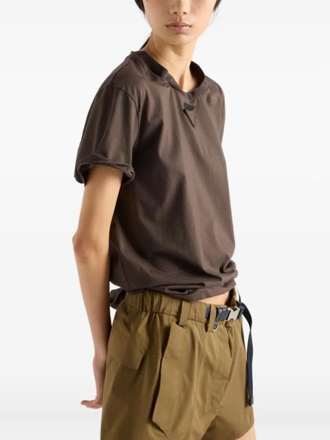 Prada triangle-logo crew-neck T-shirt - Brown