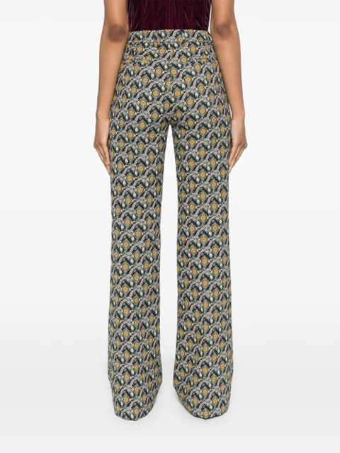 ETRO patterned-jacquard flared trousers - Green