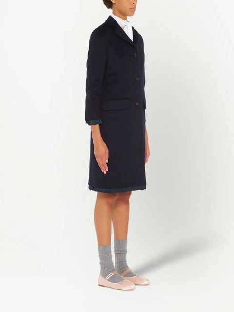 Miu Miu Single-Breasted Velour coat - Blue