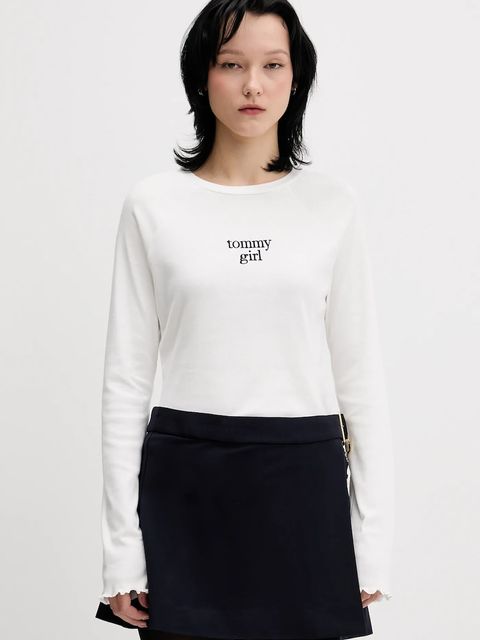 Tommy Jeans longsleeve bawełniany kolor biały DW0DW22499 - zdjęcie produktu nr 1