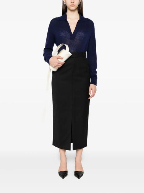 ANINE BING front-slit wool skirt - Black