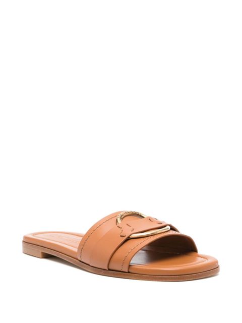 Moncler Bell leather slides - Brown