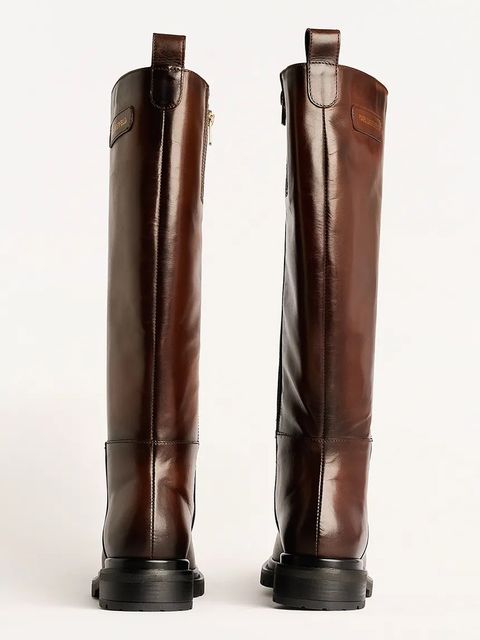 Karl Lagerfeld kozaki BINKY damskie kolor brązowy na płaskim obcasie KL47595