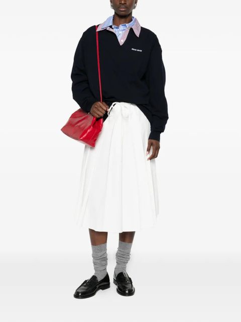 Miu Miu striped-collar polo top - Blue - zdjęcie produktu nr 2