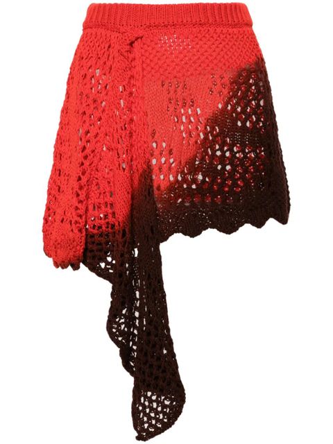 The Attico ombré open-knit miniskirt - Red - zdjęcie produktu nr 1