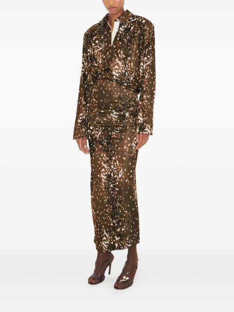Tory Burch abstract print long sleeves dress - Brown