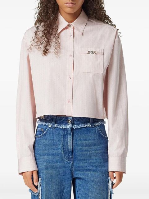 Versace Pinstripe Chain cropped shirt - Pink