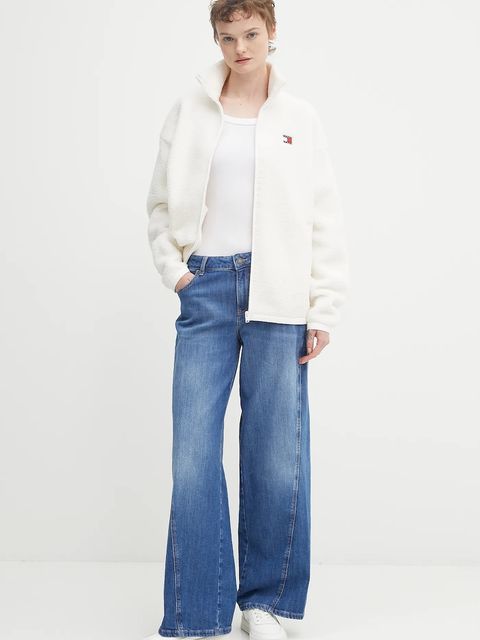 Tommy Jeans bluza polarowa damska kolor beżowy gładka DW0DW21596 - zdjęcie produktu nr 2