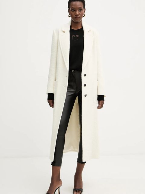 Pinko płaszcz z dodatkiem wełny kolor beżowy 105695 A2UB