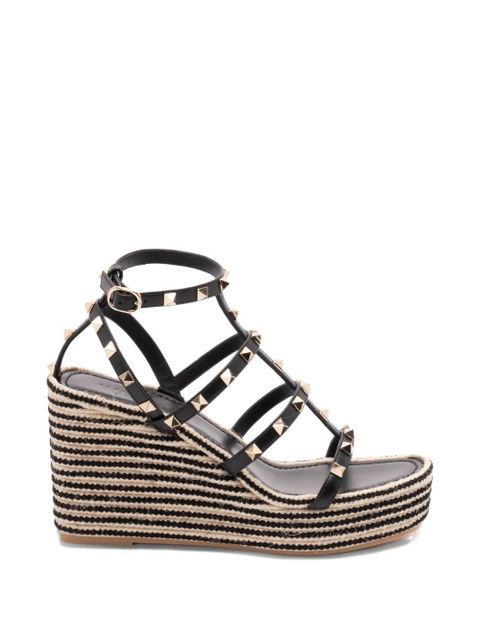 Valentino Garavani Rockstud striped espadrilles - Black - zdjęcie produktu nr 1