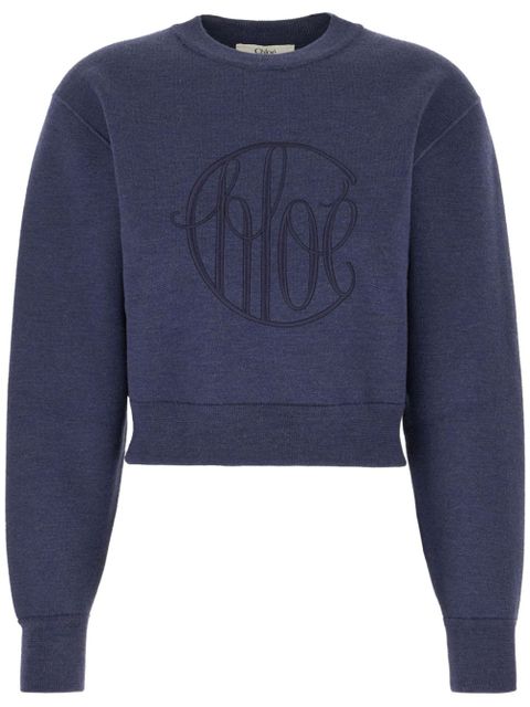 Chloé embroidered-logo jumper - Blue - zdjęcie produktu nr 1