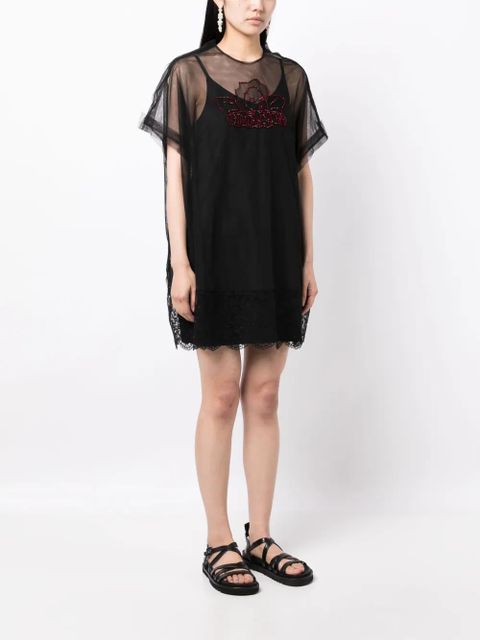 Simone Rocha semi-sheer lace-trim tunic - Black