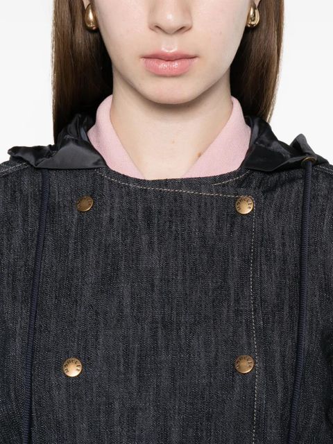 Moncler double-breasted hooded jacket - Blue