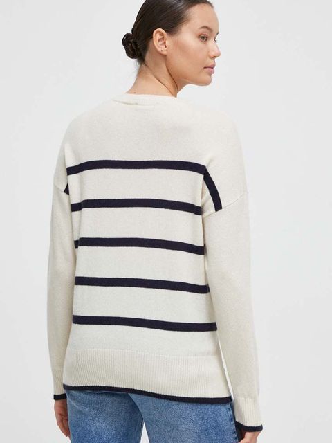 United Colors of Benetton sweter kaszmirowy kolor beżowy lekki