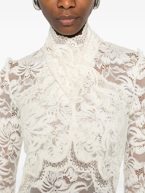 Rabanne lace mock-neck top - Neutrals