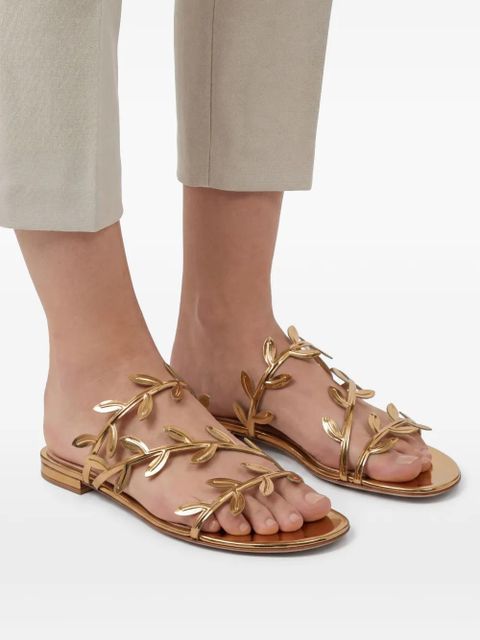 Gianvito Rossi Flavia leather flat sandals - Gold