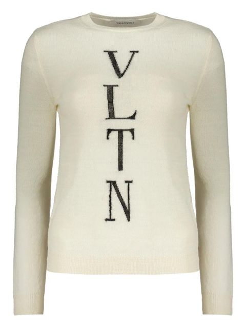 Valentino Garavani logo-embroidered crew neck sweater - Neutrals - zdjęcie produktu nr 1