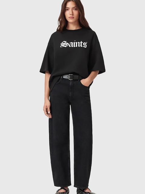 AllSaints t-shirt bawełniany SAINT damski kolor czarny W139JD