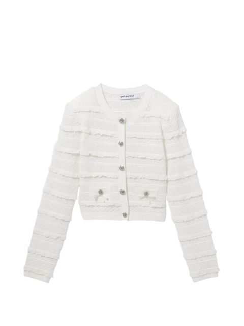 Self-Portrait tweed cardigan - White - zdjęcie produktu nr 1