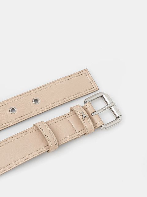 Patrizia Pepe pasek skórzany damski kolor beżowy 2W0023 L113 - zdjęcie produktu nr 2