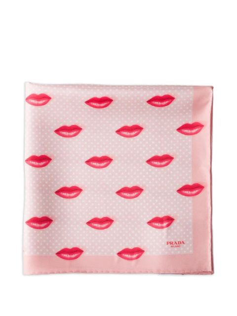 Prada printed silk twill scarf 55 x 55 - Pink