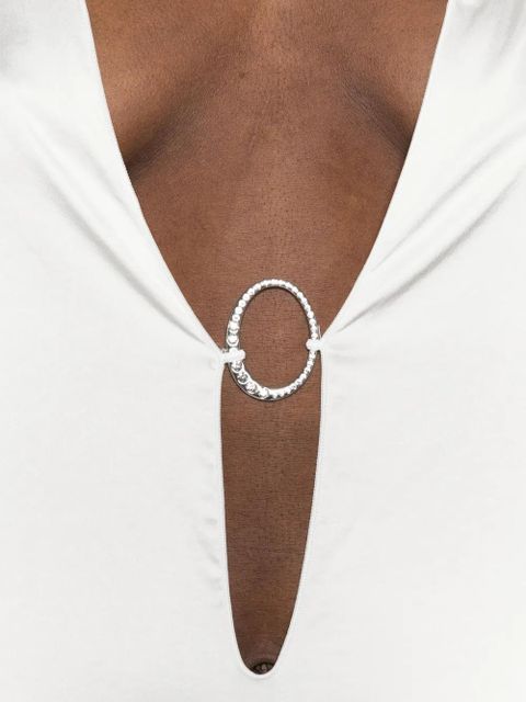 Oséree feather-trim mini dress - White