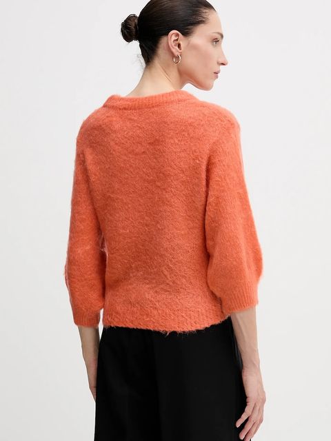 United Colors of Benetton sweter z dodatkiem moheru damski kolor pomarańczowy 1VAAD10F4