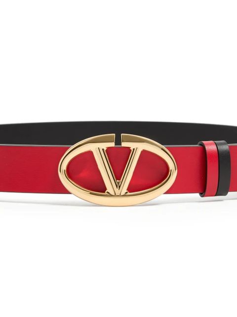 Valentino Garavani Vlogo The Bold Edition reversible calfskin belt, 30mm - Black