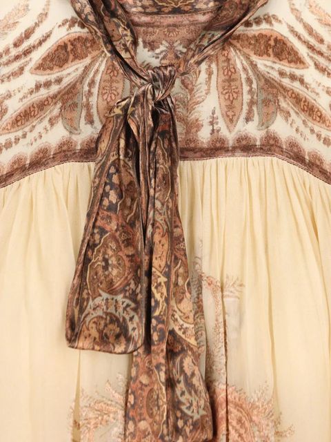 ZIMMERMANN Hypnotic paisley-print tied-neck dress - Neutrals