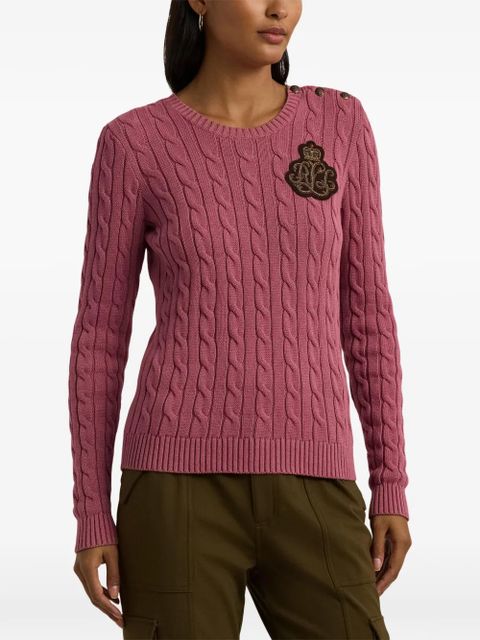 Lauren Ralph Lauren cable-knit embroidered sweater - Pink