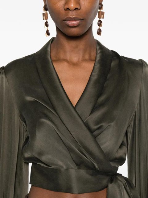ZIMMERMANN wrap long-sleeved blouse - Green