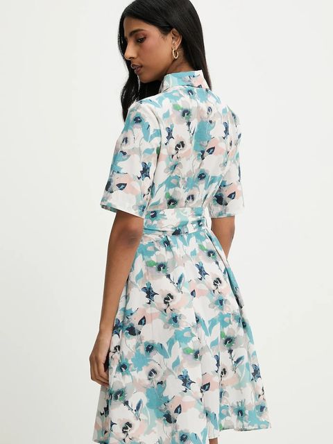 Answear.LAB sukienka bawełniana kolor turkusowy mini rozkloszowana