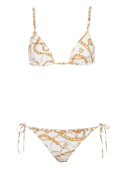 Balmain chain-print triangle bikini - White - zdjęcie produktu nr 1