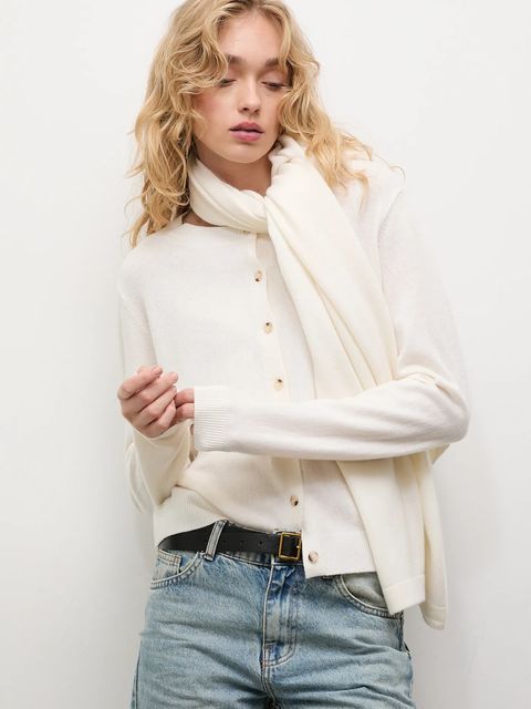 Answear.LAB kardigan z wełny merino z szalem damski kolor beżowy lekki - zdjęcie produktu nr 1