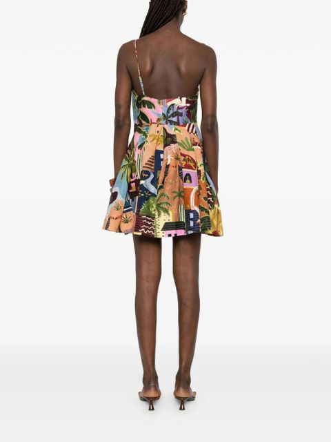 FARM Rio graphic-print bow-detail dress - Blue