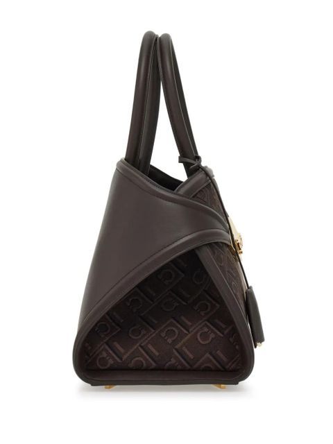 Ferragamo small Hug jacquard handbag - Brown