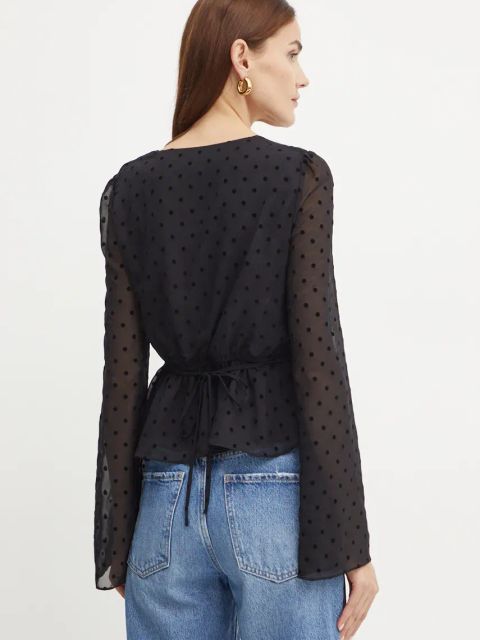 Guess bluzka OLYMPE damska kolor czarny wzorzysta W4BH64 WGLF0