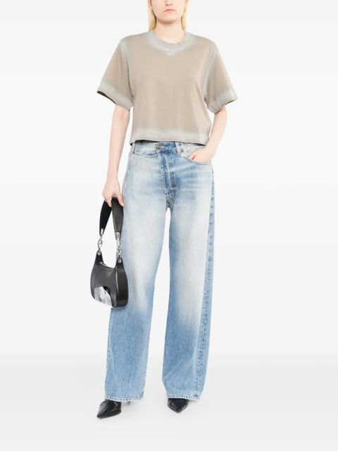 Off-White spray-effect logo stamped T-shirt - Neutrals - zdjęcie produktu nr 2