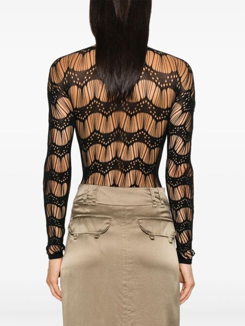 Saint Laurent ladder-knit jersey bodysuit - Black - zdjęcie produktu nr 2