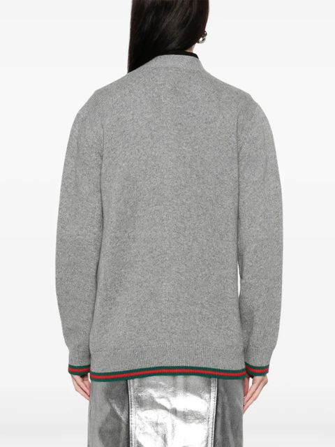 Gucci Web-stripe cardigan - Grey